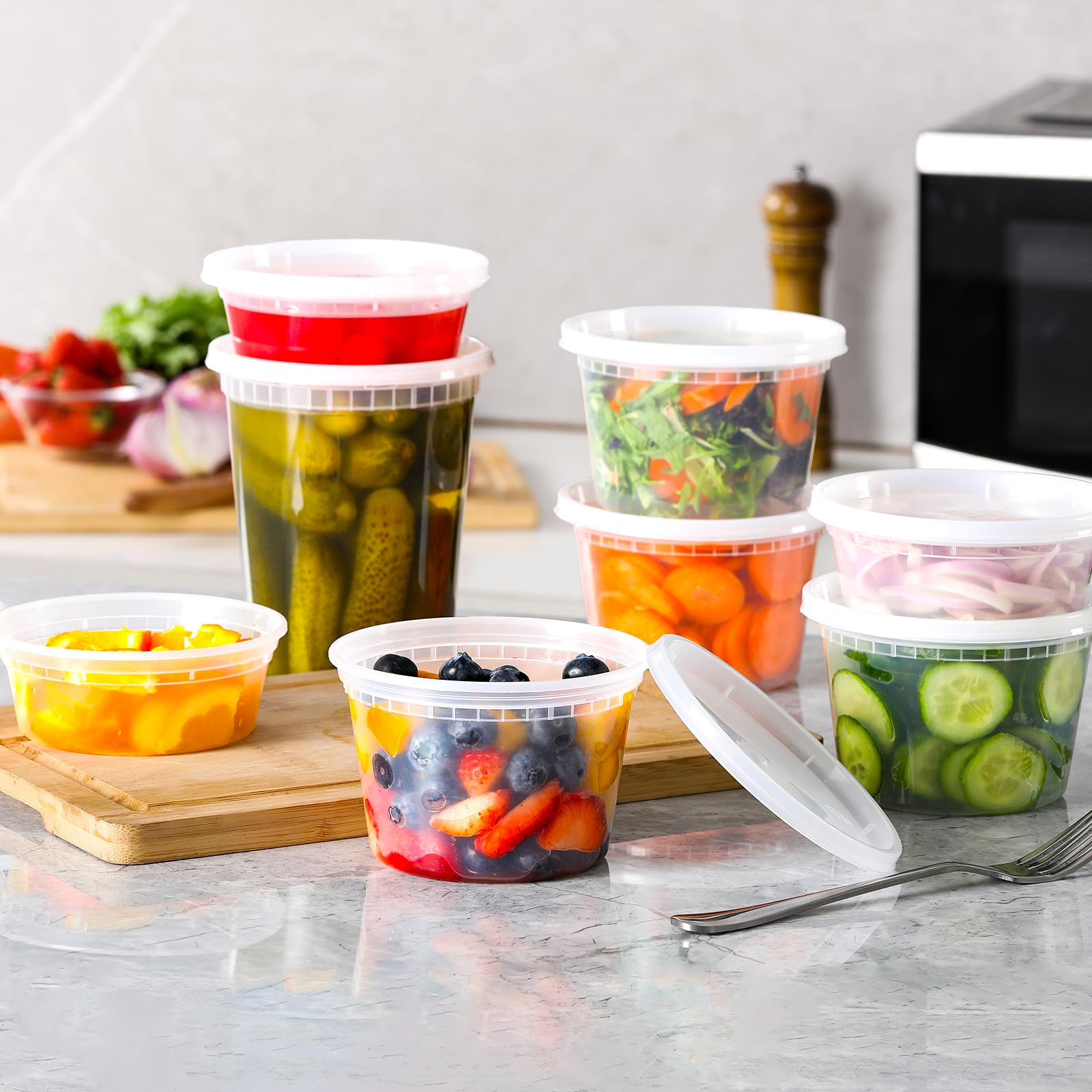 Amazon｜AOZITA プラスチック製デリフードコンテナ 24セット 蓋付き 8